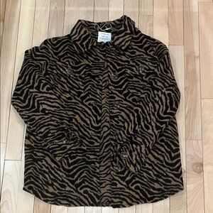 Primark Kids Zebra Print Button Down Jacket - Black and Brown